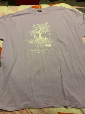 Lavender Graphic Tee with Pale white Tree Design